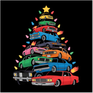 Classic Cars Christmas Tree Posters and Art