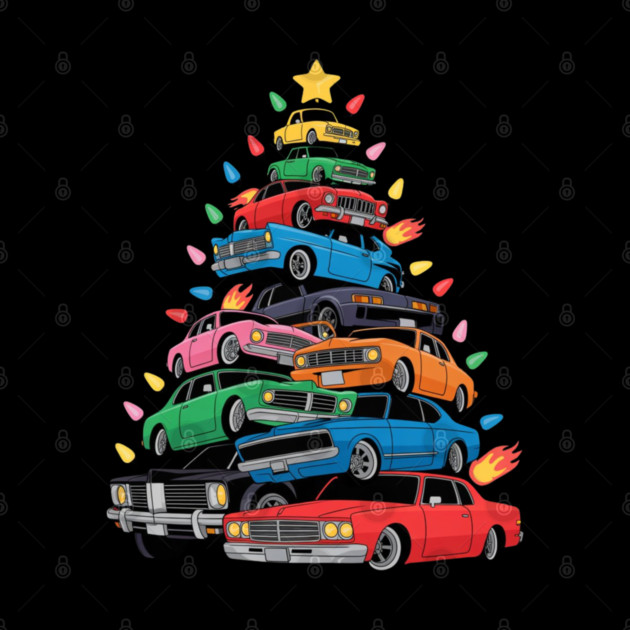Classic Cars Christmas Tree by Creatifly Graphic Tees