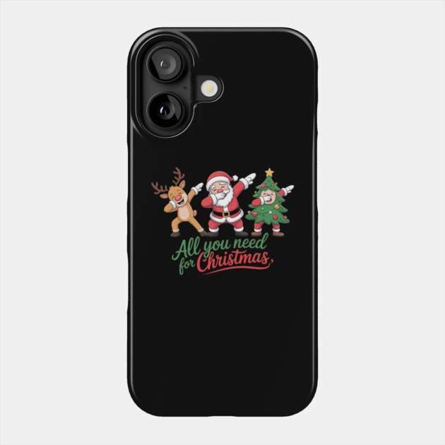 Dabbing Santa Reindeer and Christmas Tree Squad Phone Case by Creatifly Graphic Tees