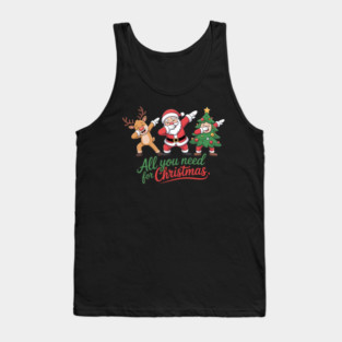 Dabbing Santa Reindeer and Christmas Tree Squad Tank Top