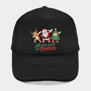 Dabbing Santa Reindeer and Christmas Tree Squad Hat