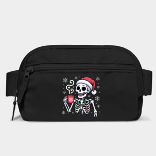Christmas Skeleton with Santa Hat and Hot Coffee Bag
