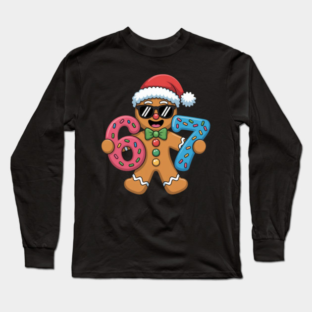 Cool Gingerbread Man Christmas 67 Cookie Long Sleeve T-Shirt by Creatifly Graphic Tees