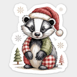 Christmas Badger Sticker