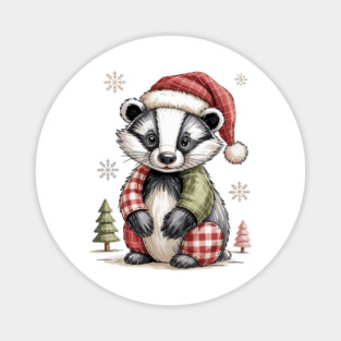 Christmas Badger Magnet