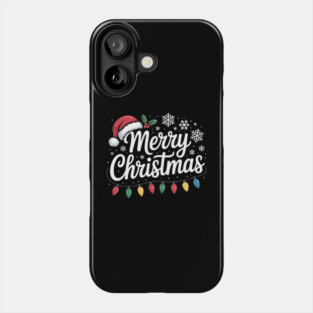 Merry Christmas Lights and Santa Hat Holiday Greeting Phone Case