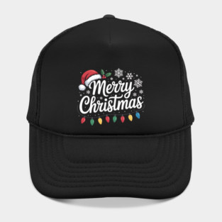 Merry Christmas Lights and Santa Hat Holiday Greeting Hat