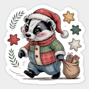 Christmas-Badger Sticker