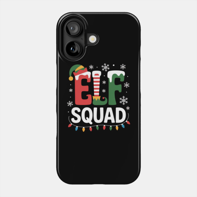 Elf Squad Christmas Lights and Snowflakes Holiday Phone Case by Creatifly Graphic Tees