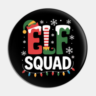 Elf Squad Christmas Lights and Snowflakes Holiday Pin