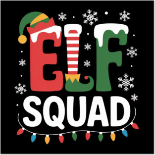 Elf Squad Christmas Lights and Snowflakes Holiday Posters and Art