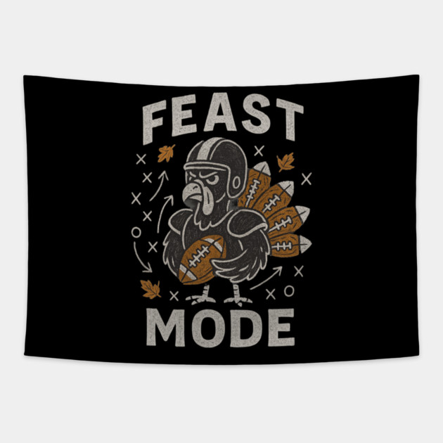 Feast Mode Turkey – Thanksgiving Football Tapestry by ArtistTee ⭐⭐⭐⭐⭐