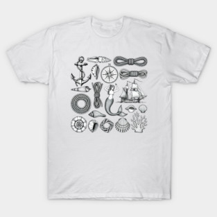 Vintage Nautical Tattoo Flash Sheet T-Shirt