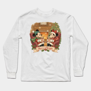 Mickey and Minnie Mouse Merry & Bright Christmas Long Sleeve T-Shirt