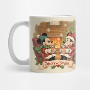 Mickey and Minnie Mouse Merry & Bright Christmas Mug