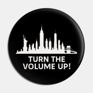 Turn The Volume Up – NYC Skyline Music Tee Pin