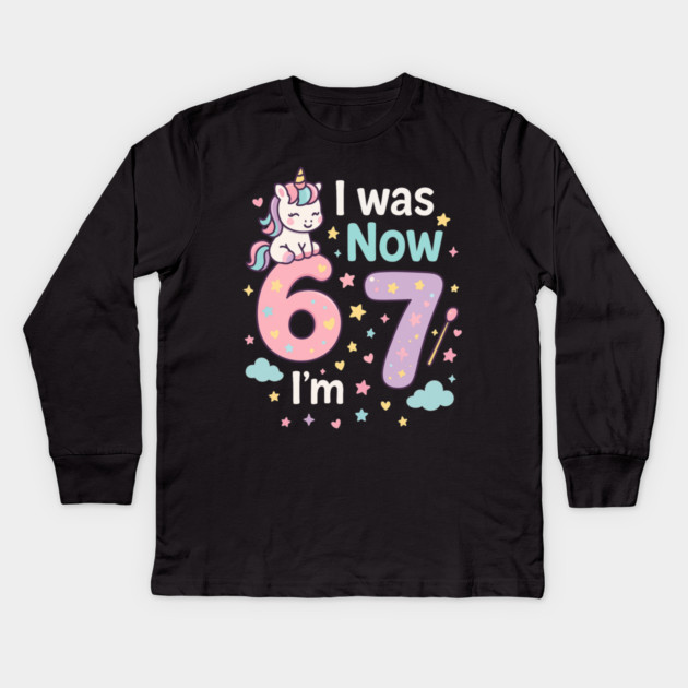 Now I’m 67 – Retro Pastel Birthday Kids Long Sleeve T-Shirt by ArtistTee ⭐⭐⭐⭐⭐
