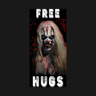 Creepy Clown T-shirt Scary Retro Horror Movie Funny Shirt for Men & Women Humorous Quote Free Hugs Strange Weird Novelty Tee T-Shirt