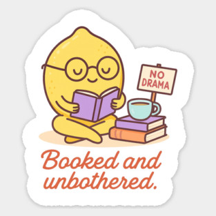 Booked and Unbothered Shirt | Garden Therapy Collection by Leaf & Lee – Cute Lemon Self Care Tee for Readers, Plant Moms & Positive Energy Lovers Magnet