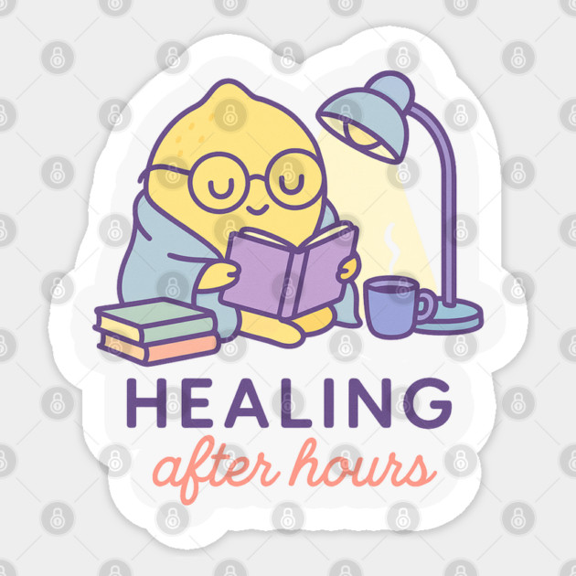 Healing After Hours Shirt | Garden Therapy Collection by Leaf & Lee – Cute Lemon Mental Health Tee for Night Owls, Self Care & Cozy Healing Sticker by Anne Lee