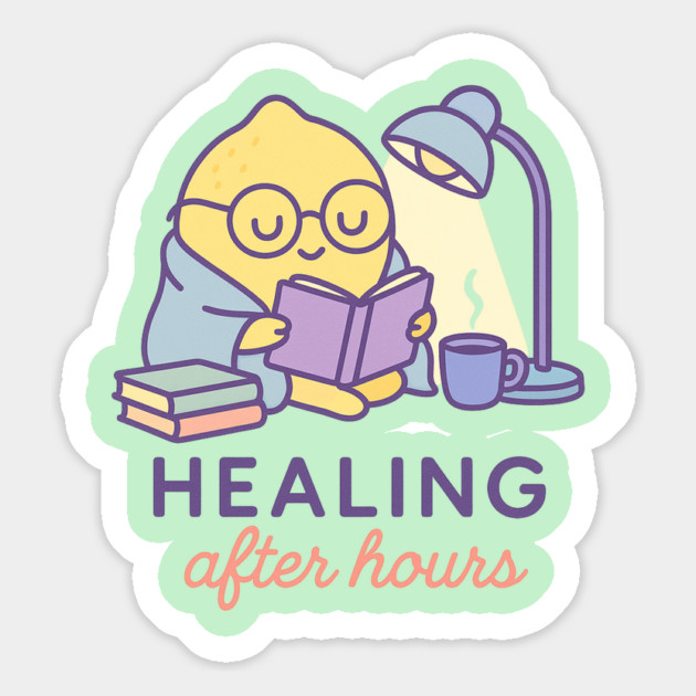 Healing After Hours Shirt | Garden Therapy Collection by Leaf & Lee – Cute Lemon Mental Health Tee for Night Owls, Self Care & Cozy Healing Magnet by Anne Lee