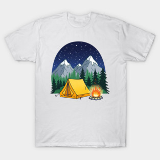 Peaceful Night Camp Scene T-Shirt