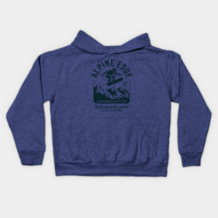 Snowboarder Jumping Over Mountains in Dark Teal Monochrome Kids Hoodie