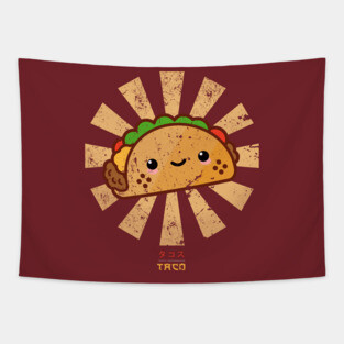 Happy Taco Retro Japanese Tapestry