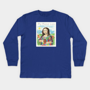 My Moma Lisa with Coffee Mug – Funny Mom Parody of Mona Lisa Kids Long Sleeve T-Shirt