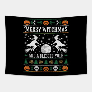 Merry Witchmas And A Blessed Yule Witch Christmas Tapestry