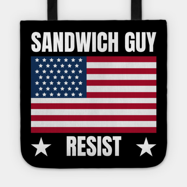 Sandwich Guy Resist American Flag Tote by Creatifly Graphic Tees