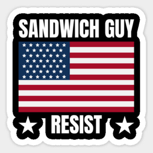 Sandwich Guy Resist American Flag Sticker