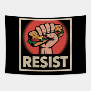 Sandwich Guy Resist – Funny Food Protest Meme Tapestry