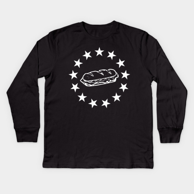 Patriotic Sandwich Guy Resist American Flag Stars Circle Kids Long Sleeve T-Shirt by Creatifly Graphic Tees