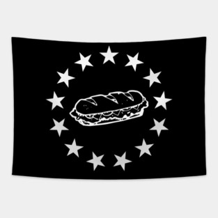 Patriotic Sandwich Guy Resist American Flag Stars Circle Tapestry