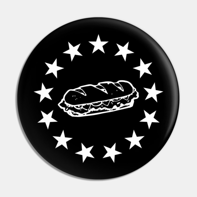 Patriotic Sandwich Guy Resist American Flag Stars Circle Pin by Creatifly Graphic Tees
