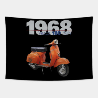 Vivid Orange 1968 Vespa 180 Rally Scooter Illustration Tapestry
