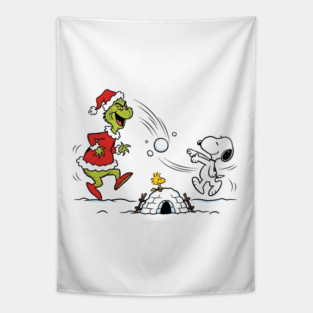 Snoopy, Woodstock, and the Grinch Tapestry