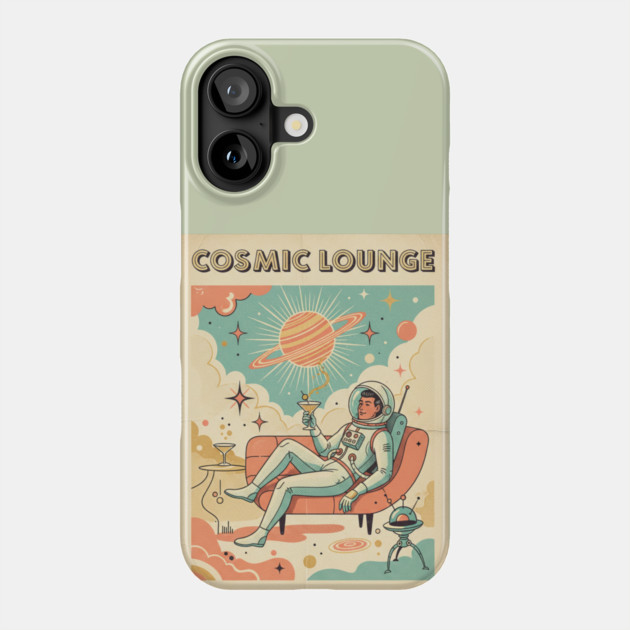 Cosmic Lounge – Retro-Futuristic Astronaut Martini in Mid-Century Style Phone Case by Vintage Retro Prints by RDR Design