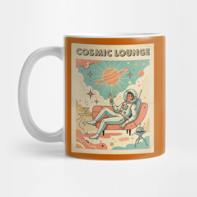 Cosmic Lounge – Retro-Futuristic Astronaut Martini in Mid-Century Style by Vintage Retro Prints by RDR Design