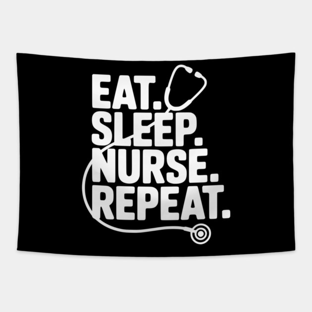 Eat Sleep Nurse Repeat Tapestry by Frank Ring