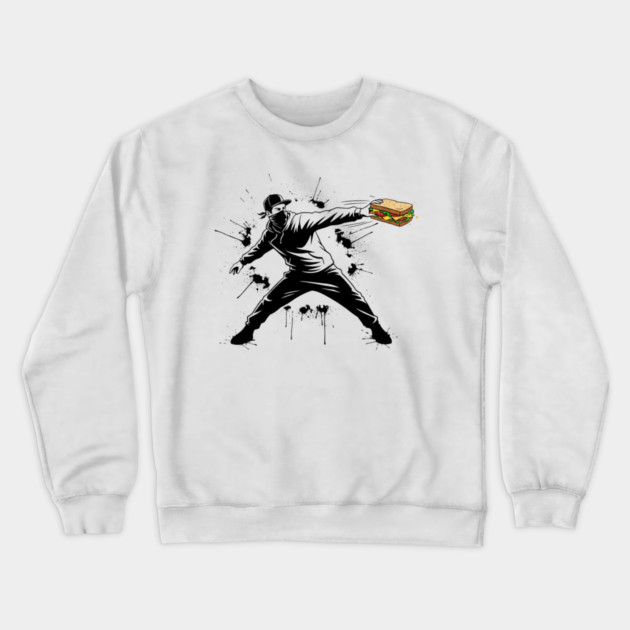 Rebel Sandwich Guy Thrower Crewneck Sweatshirt by Creatifly Graphic Tees