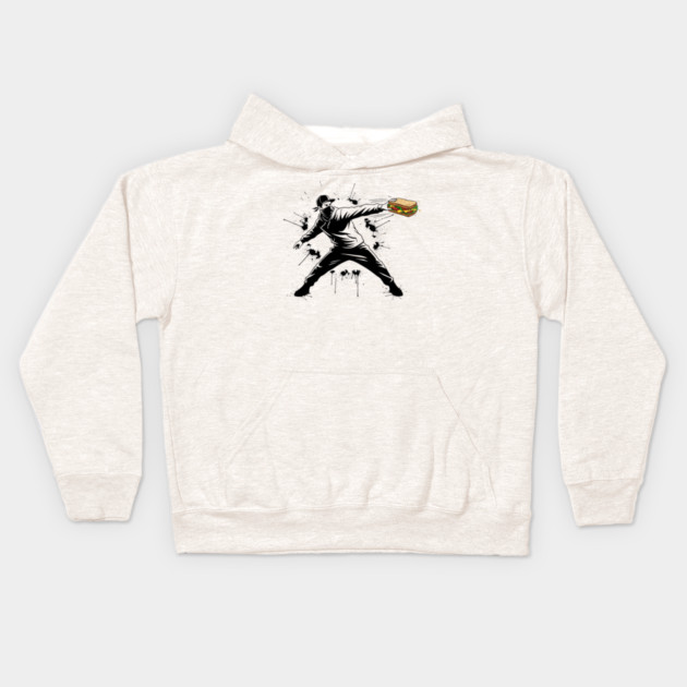 Rebel Sandwich Guy Thrower Kids Hoodie by Creatifly Graphic Tees