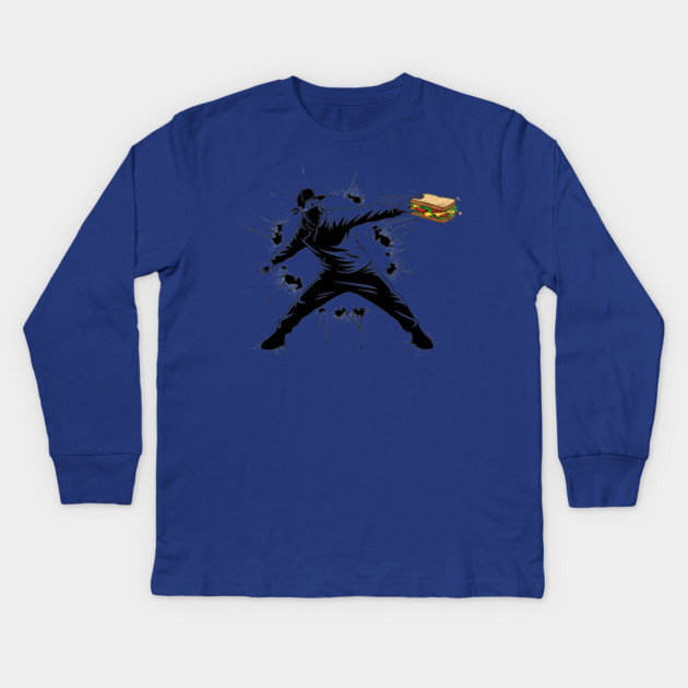 Rebel Sandwich Guy Thrower Kids Long Sleeve T-Shirt by Creatifly Graphic Tees