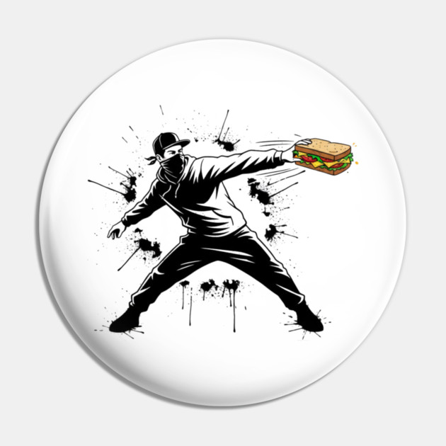 Rebel Sandwich Guy Thrower Pin by Creatifly Graphic Tees