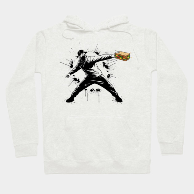 Rebel Sandwich Guy Thrower Hoodie by Creatifly Graphic Tees