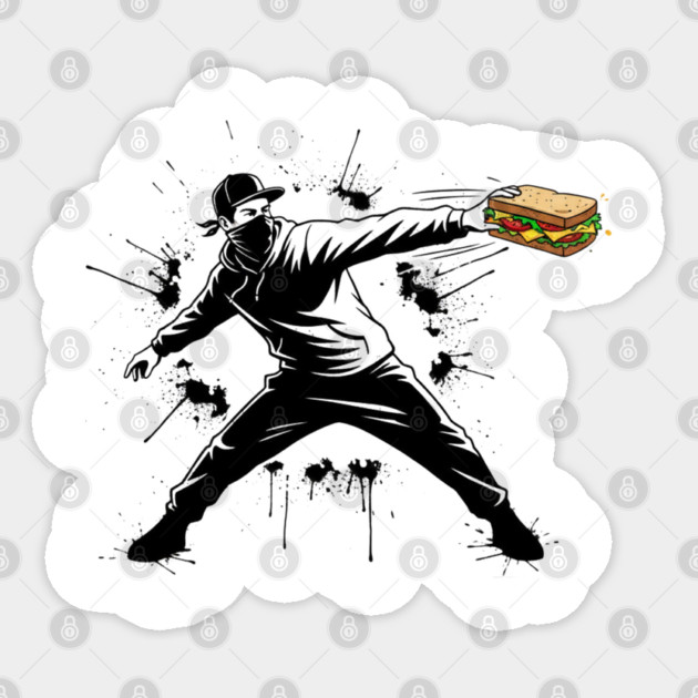Rebel Sandwich Guy Thrower Sticker by Creatifly Graphic Tees