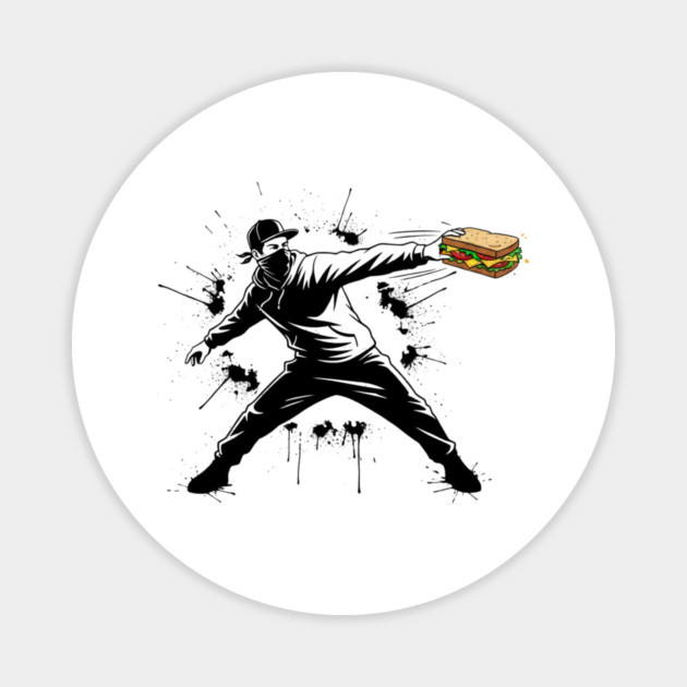 Rebel Sandwich Guy Thrower Magnet by Creatifly Graphic Tees