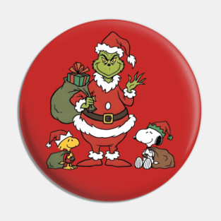 Santa Grinch with Snoopy and Woodstock Pin