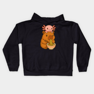 Capybara Anime Ramen Axolotl Funny Graphic Kawaii Capibara Kids Hoodie